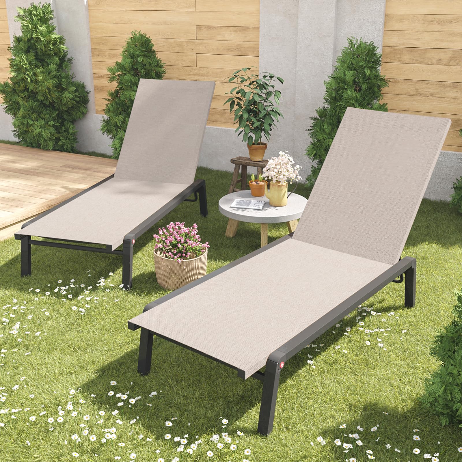 Foldable Outdoor Chaise Lounge Set of 2