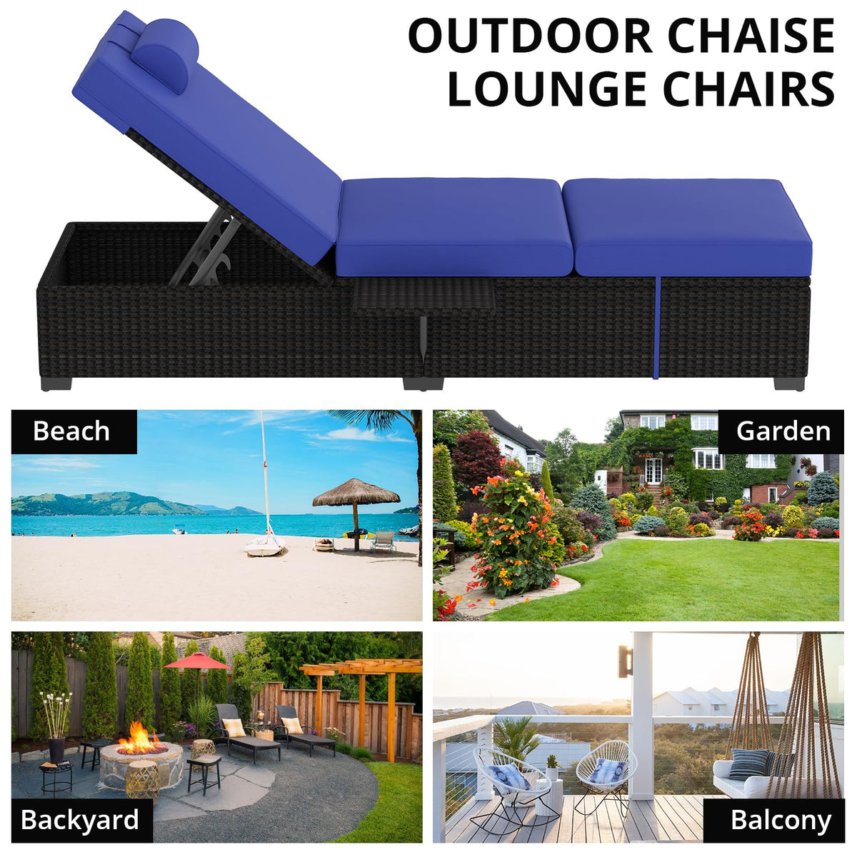 Wicker Patio Chaise Lounge Set of 2