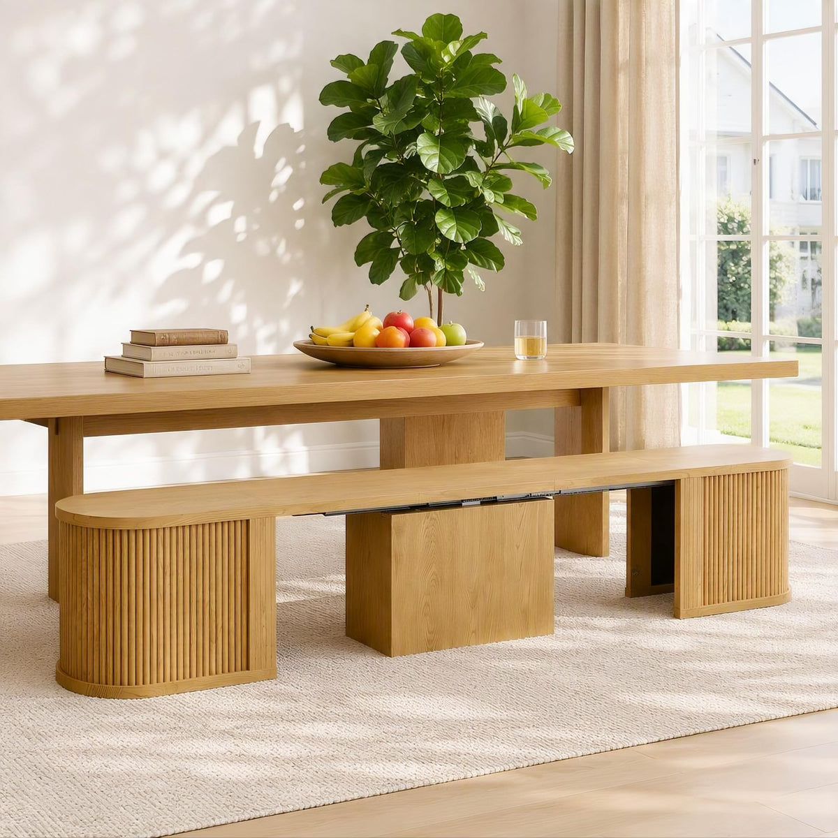 41-95 Inch Long Extendable Dining Bench, Oval Dining Room Bench Seat
