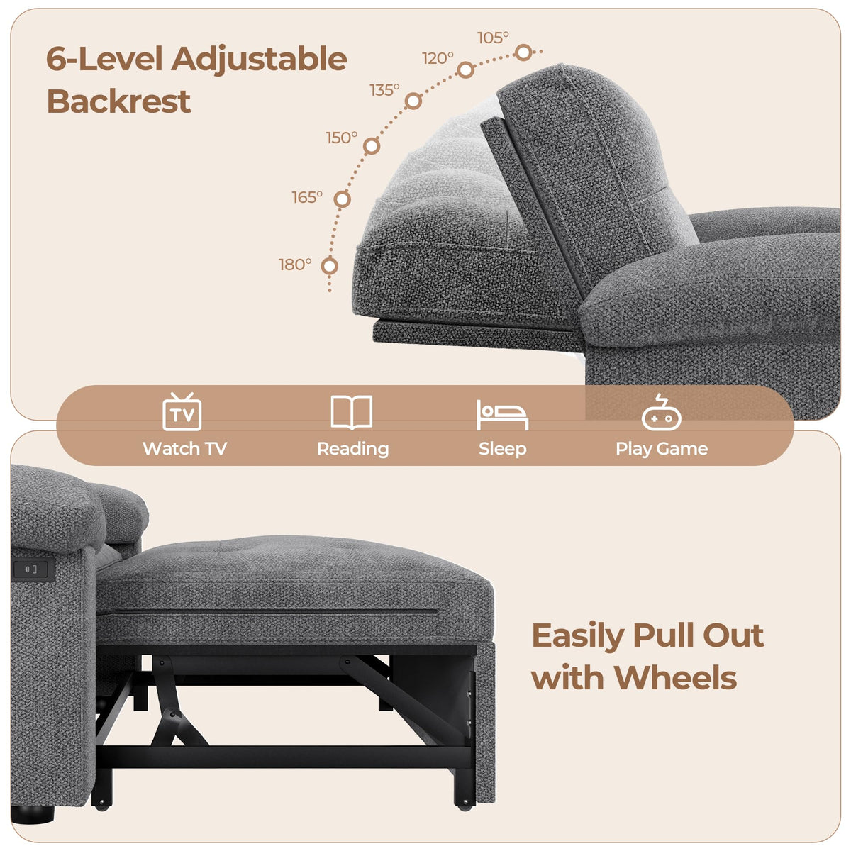 Chenille Loveseat Sleeper Sofa