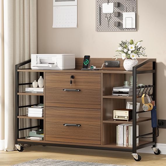 44" Lateral File Cabinet with Lock & Power Strip