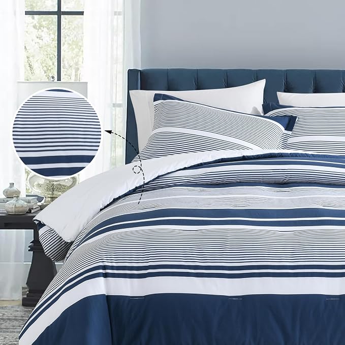Navy Floral Cotton Comforter Set