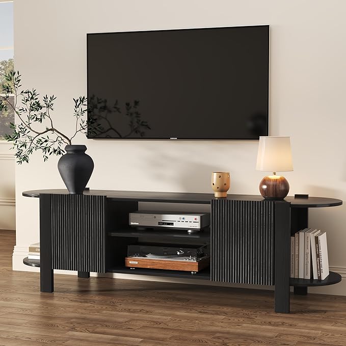 65" Fluted TV Stand with Storage Cabinet
