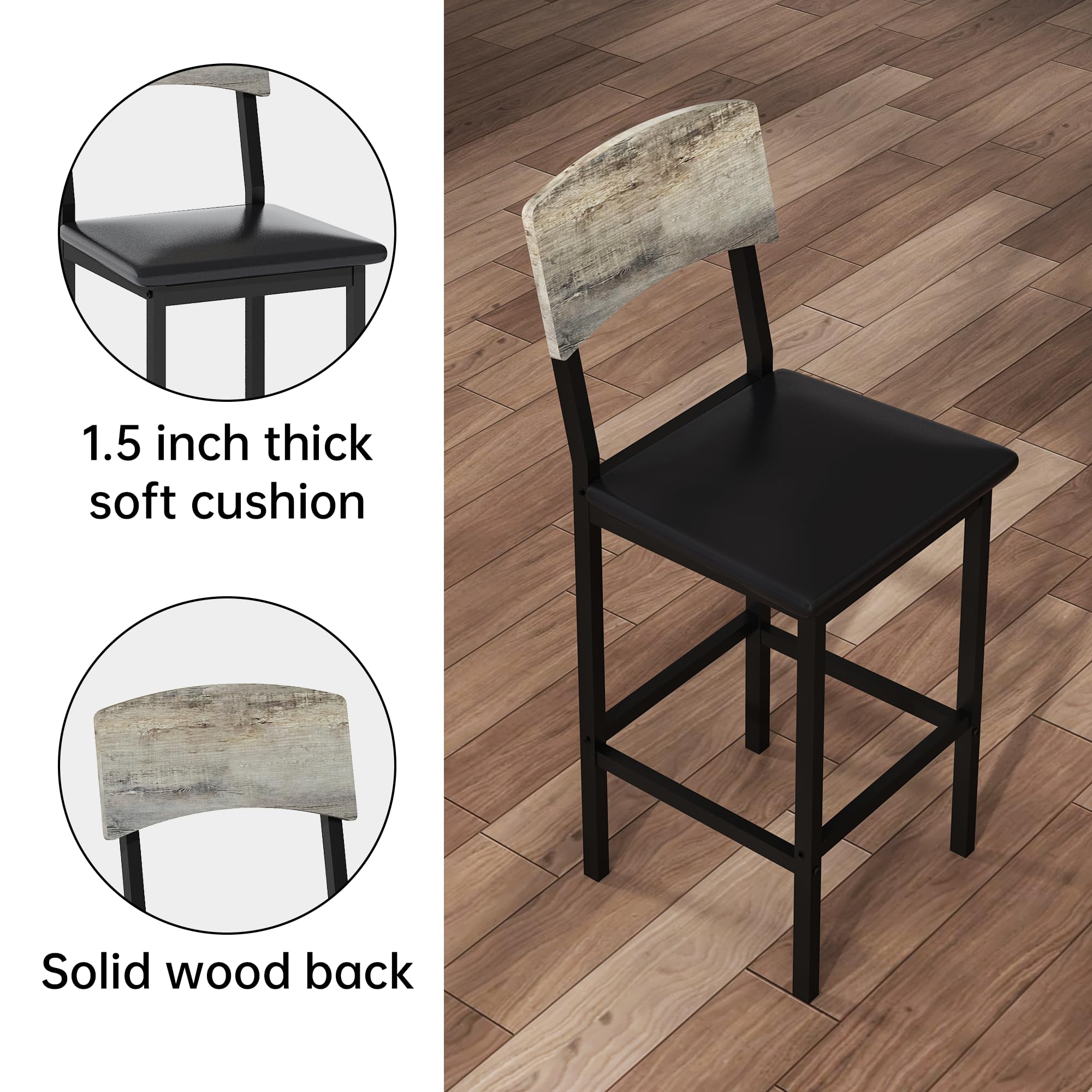5-Piece Counter Height Dining Table Set with Bar Stools