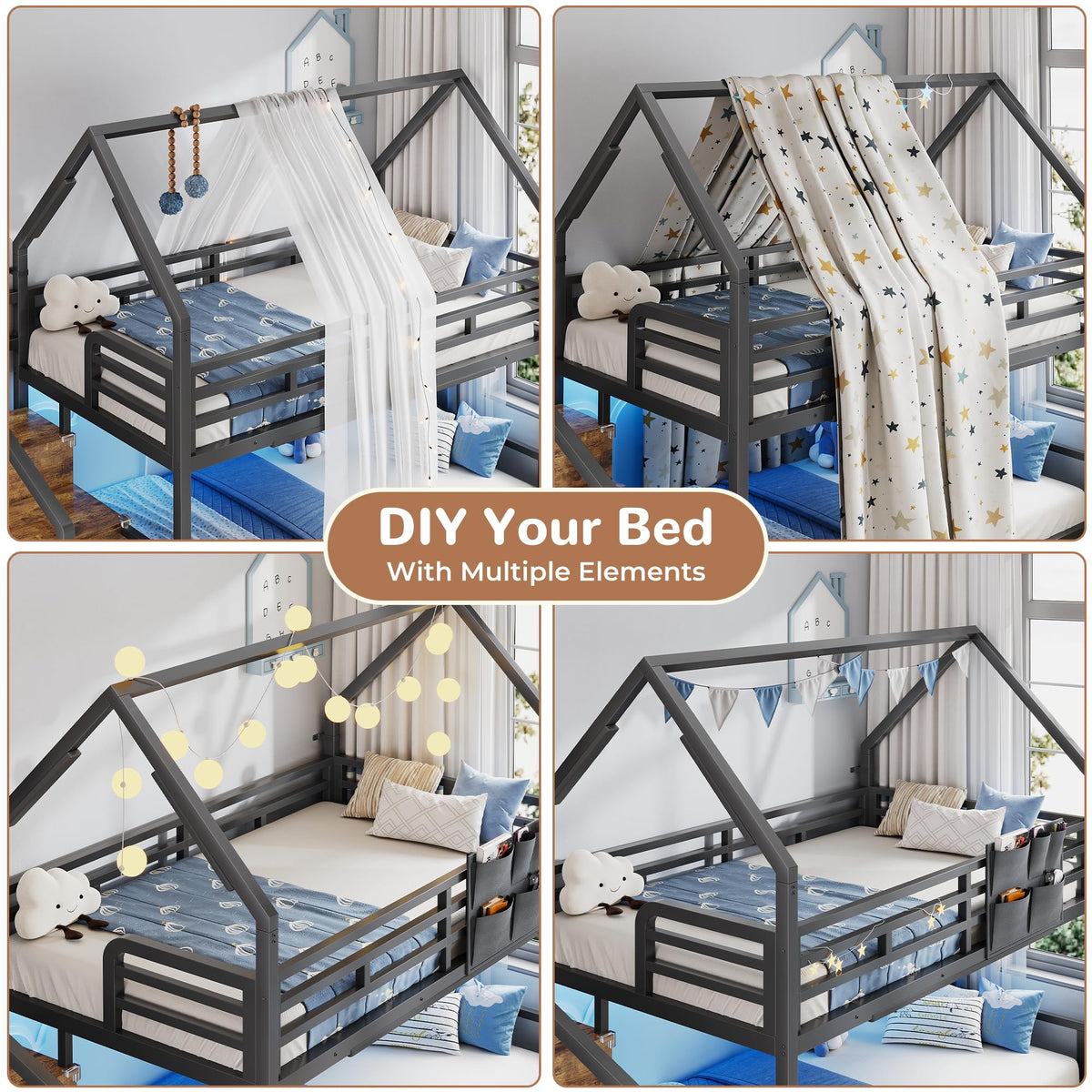 Twin Metal Bunk Bed with Storage