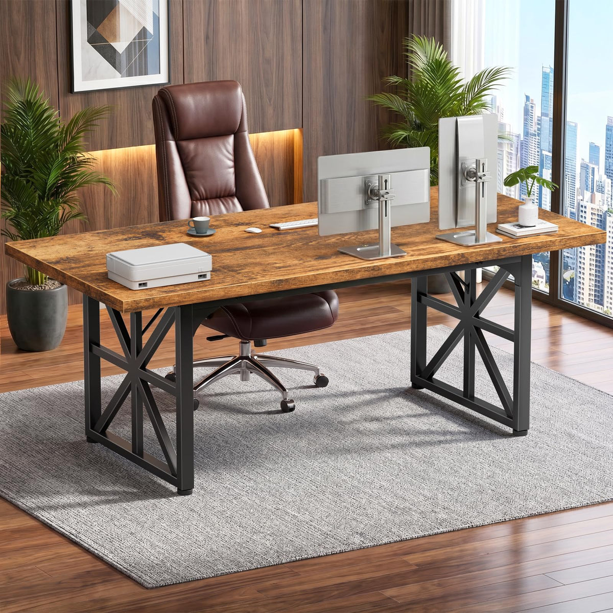 Rustic Brown Executive Desk