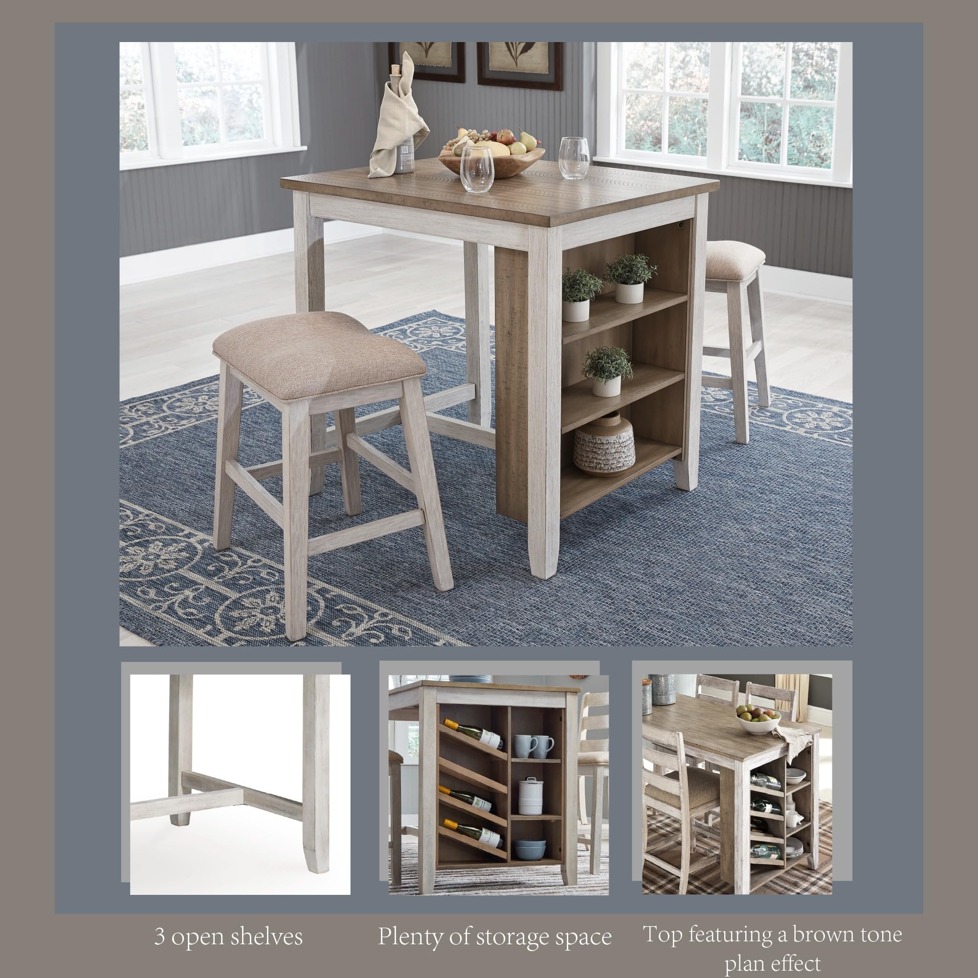 3-Piece Counter Height Dining Set with Barstools