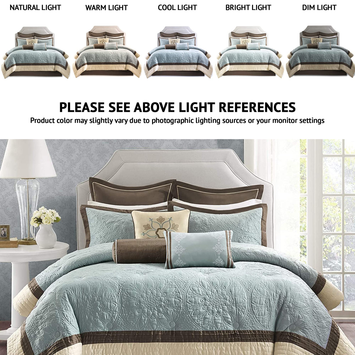 Blue Queen Comforter Set, 9-Piece