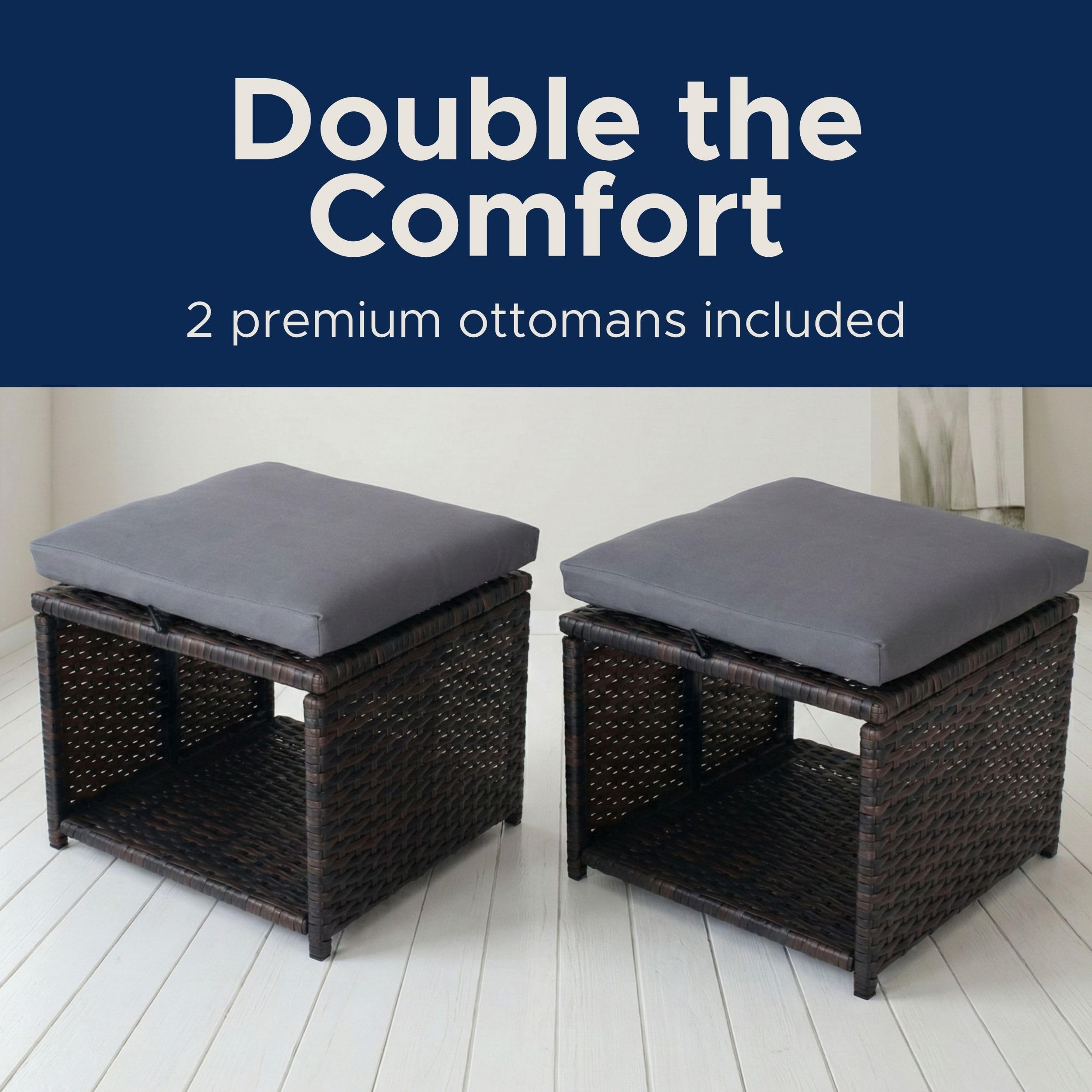 Outdoor Storage Ottoman Set of 2