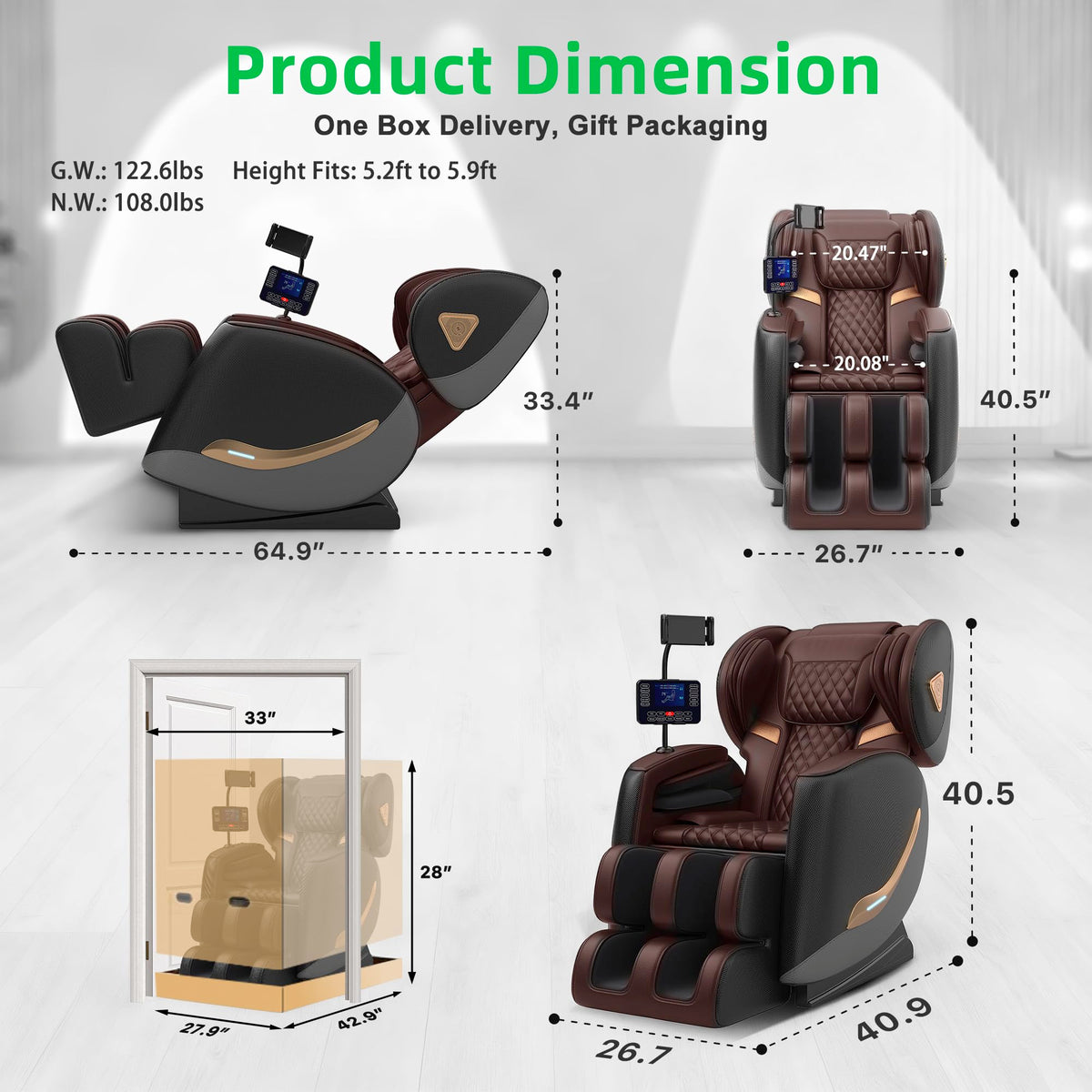 Massage Chair Full Body 180° Zero Gravity Recliner, 2027 Upgraded Version