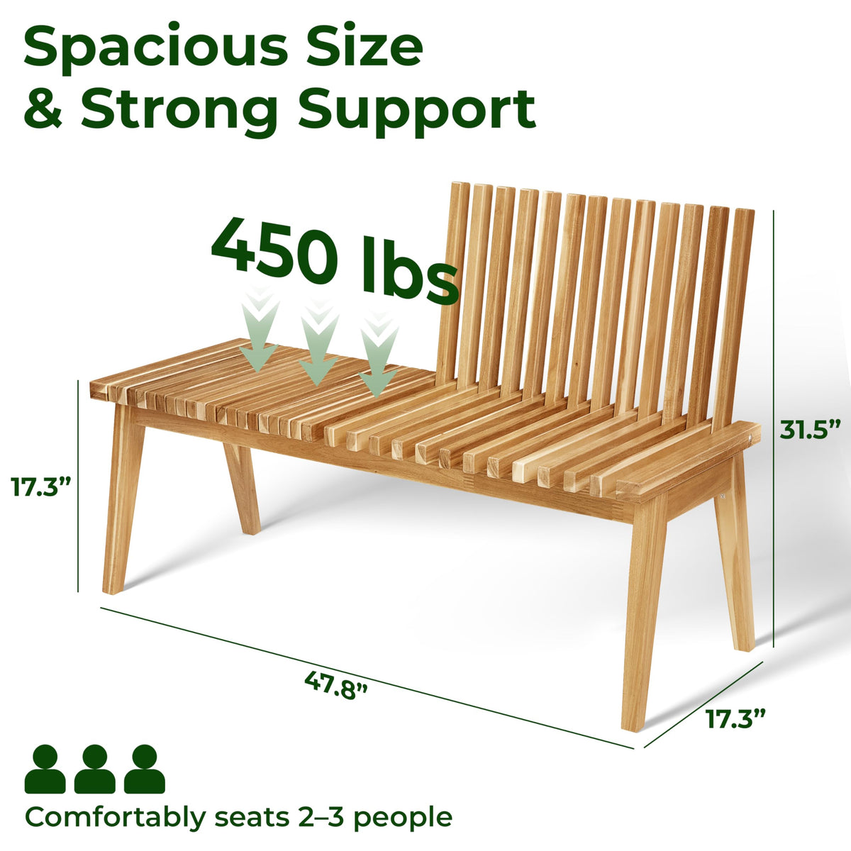 3-in-1 Acacia Wood Bench