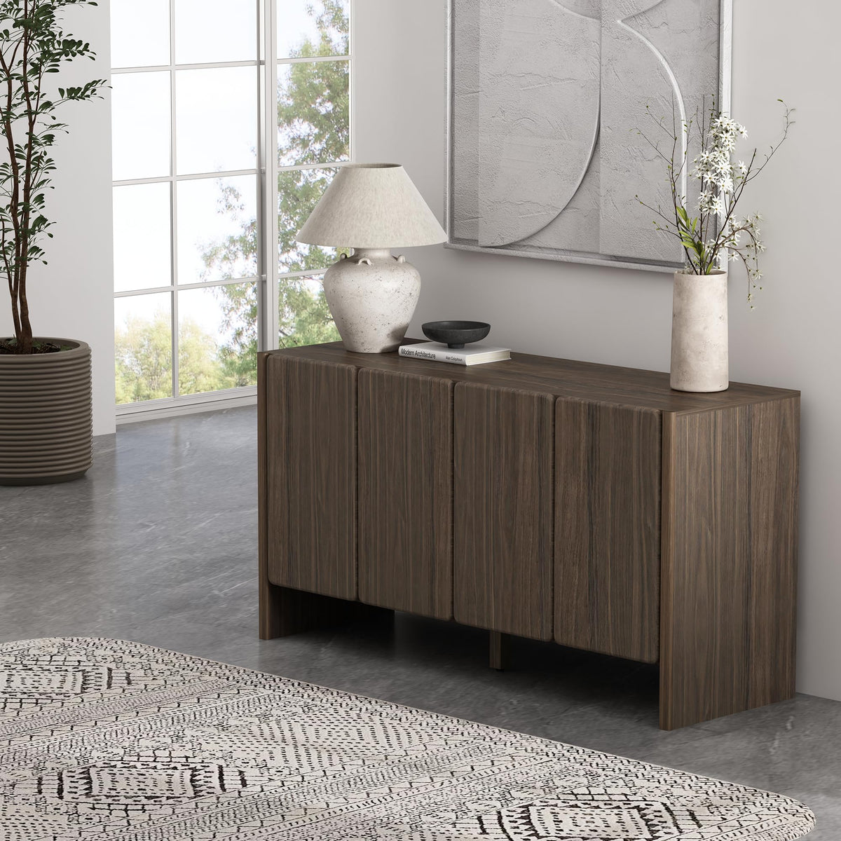 Walnut Brown Sideboard Cabinet