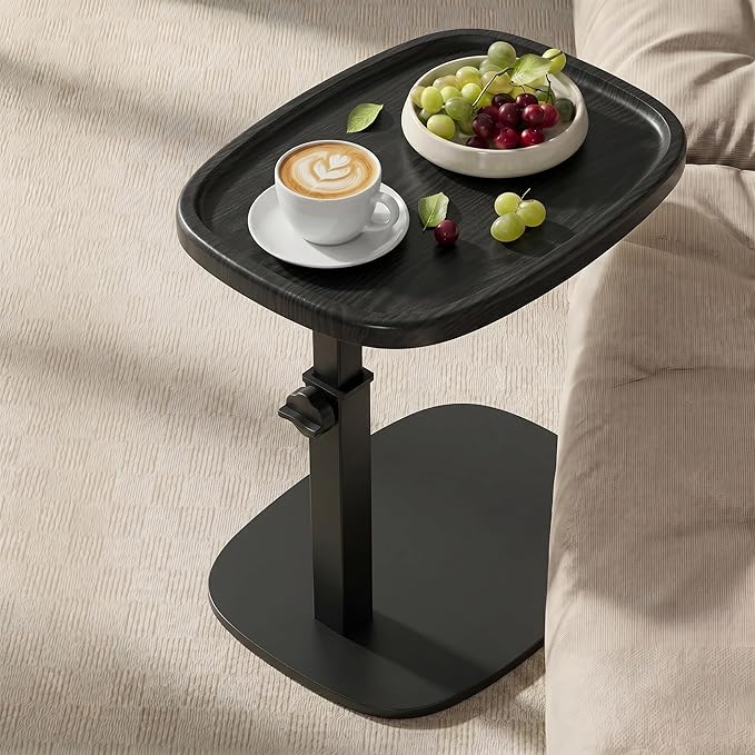 C-Shaped Side Table with Adjustable Height