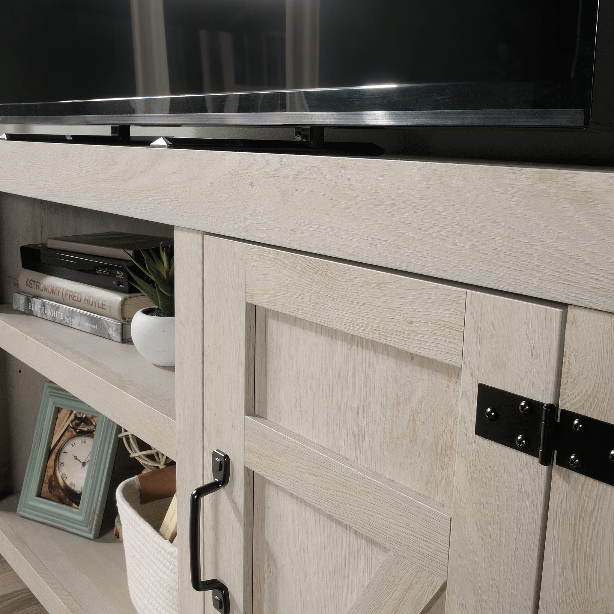 Sauder Misc Entertainment Farmhouse TV Credenza, for TVs up to 70", Chalked Chestnut Finish