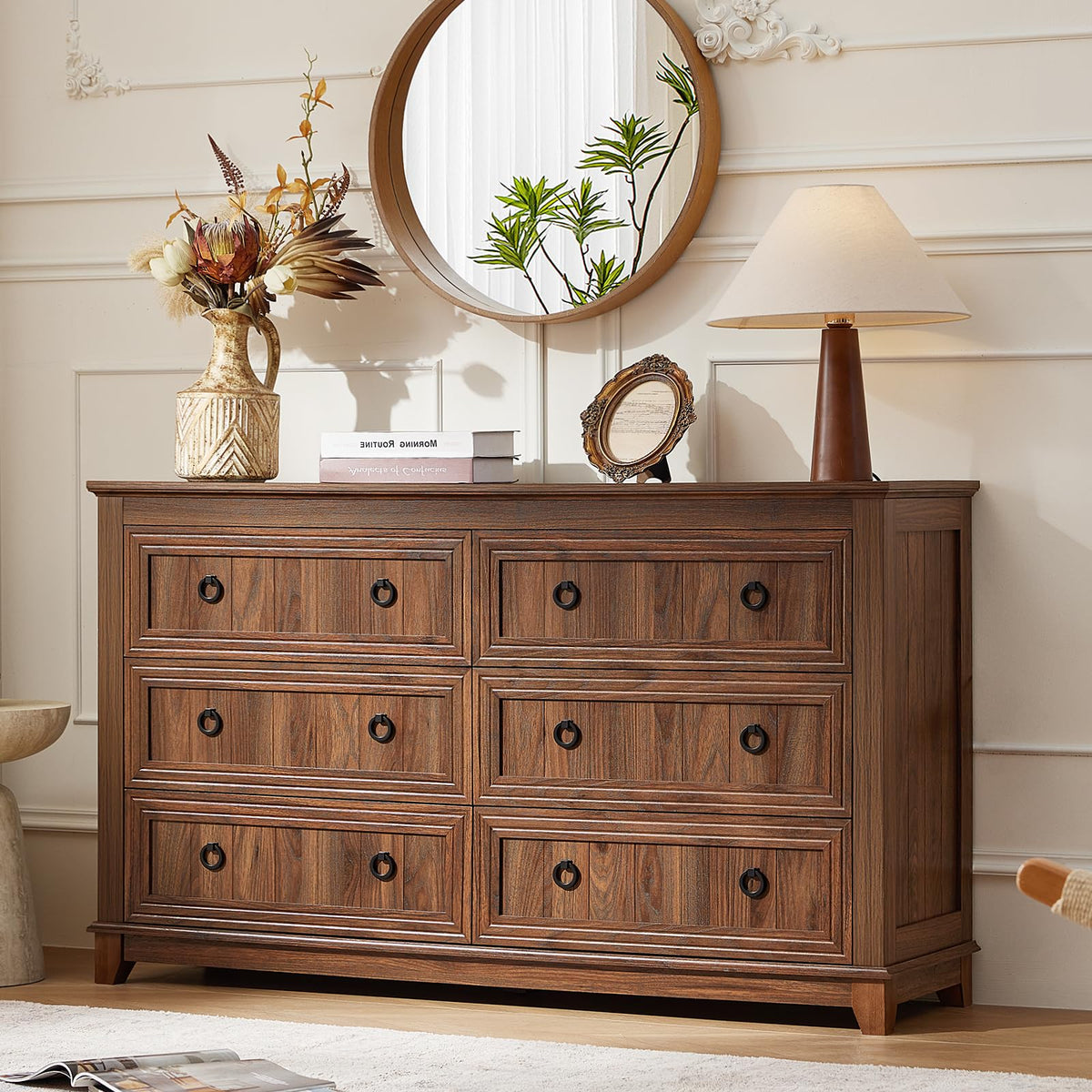 Joaxswe 54'' Dresser for Bedroom, Farmhouse 6 Drawers Dressers