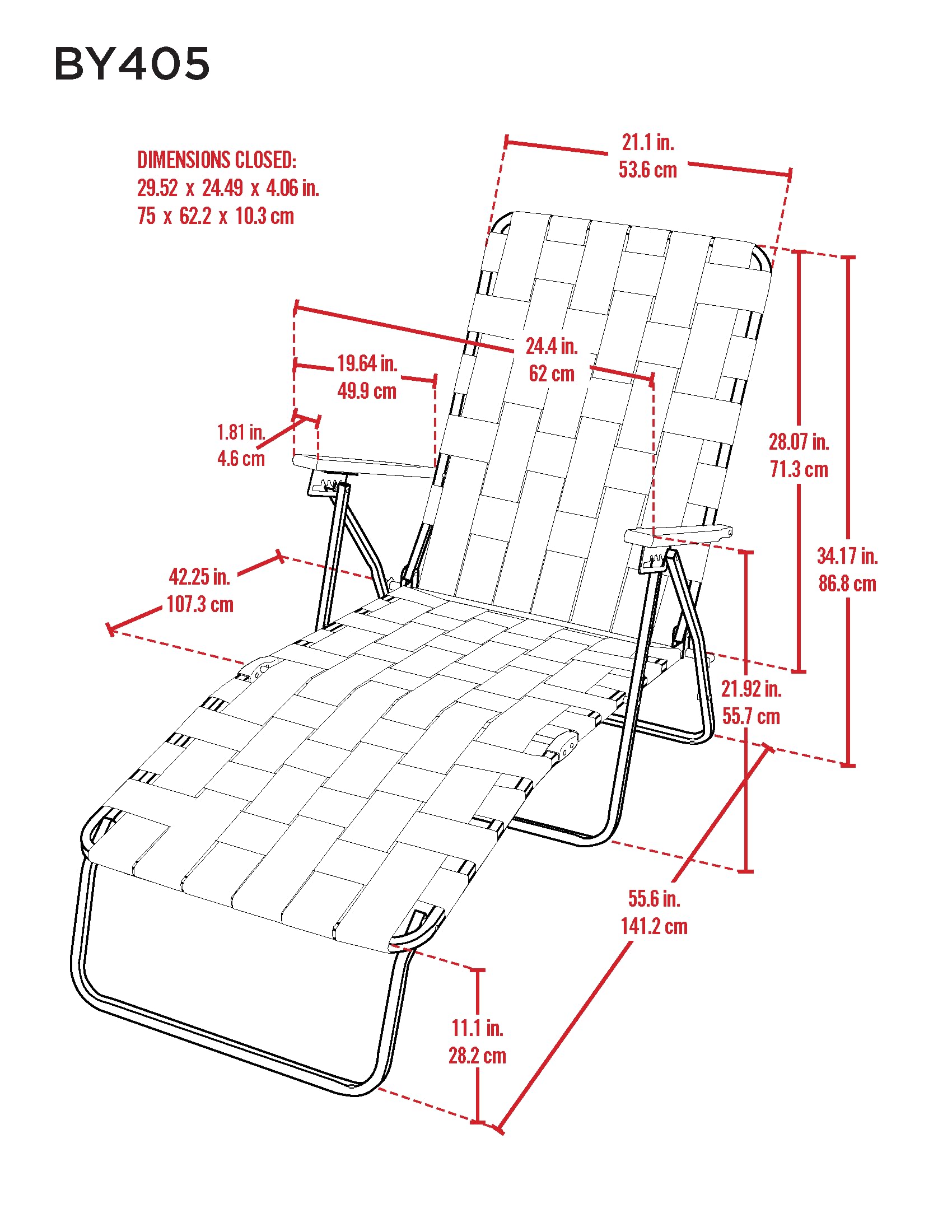 4-Position Folding Web Chaise Lounge Chair