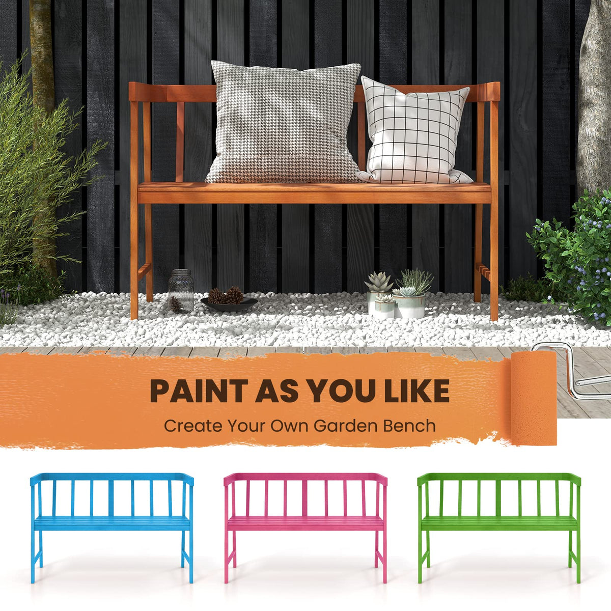 Eucalyptus Wood Outdoor Bench