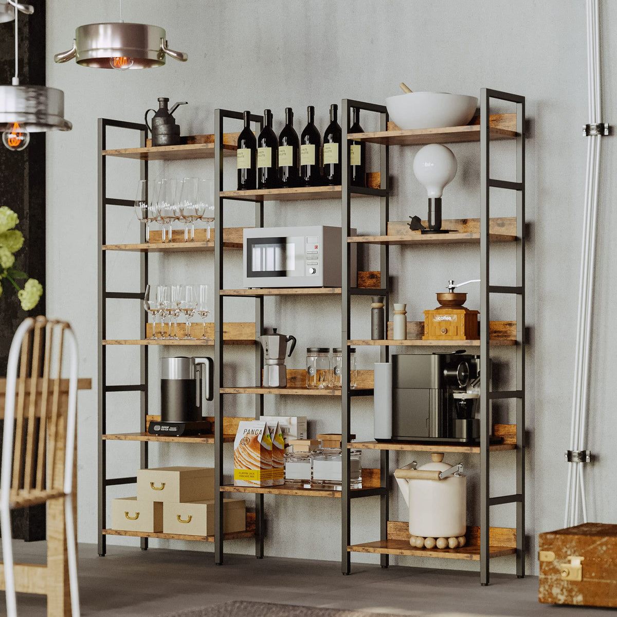 Triple-Wide Industrial Bookcase