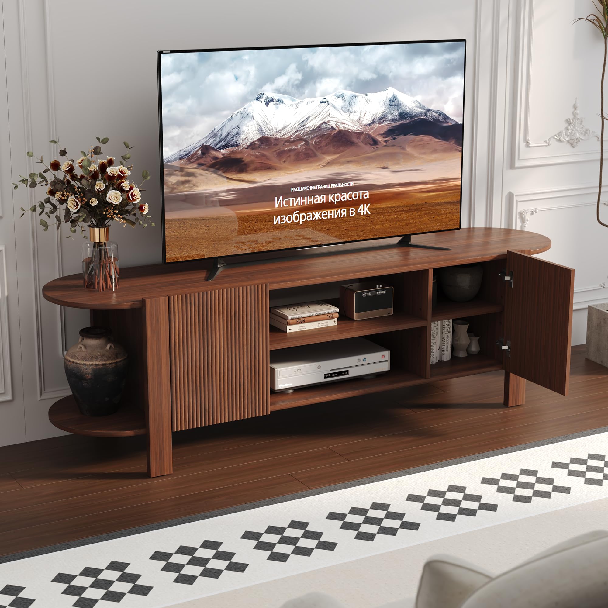 65" Fluted TV Stand with Storage Cabinet