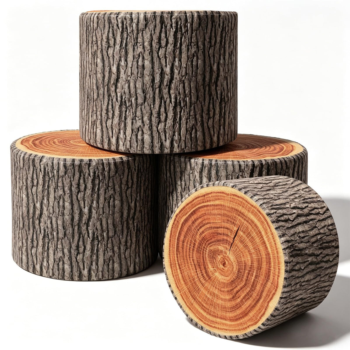 Leinuosen 4pcs Tree Stump Stool Round Throw Pillow Floor Cushion, 11 x 7.9"
