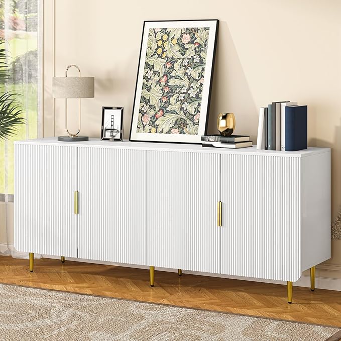 65" Fluted Sideboard Buffet Cabinet with Storage