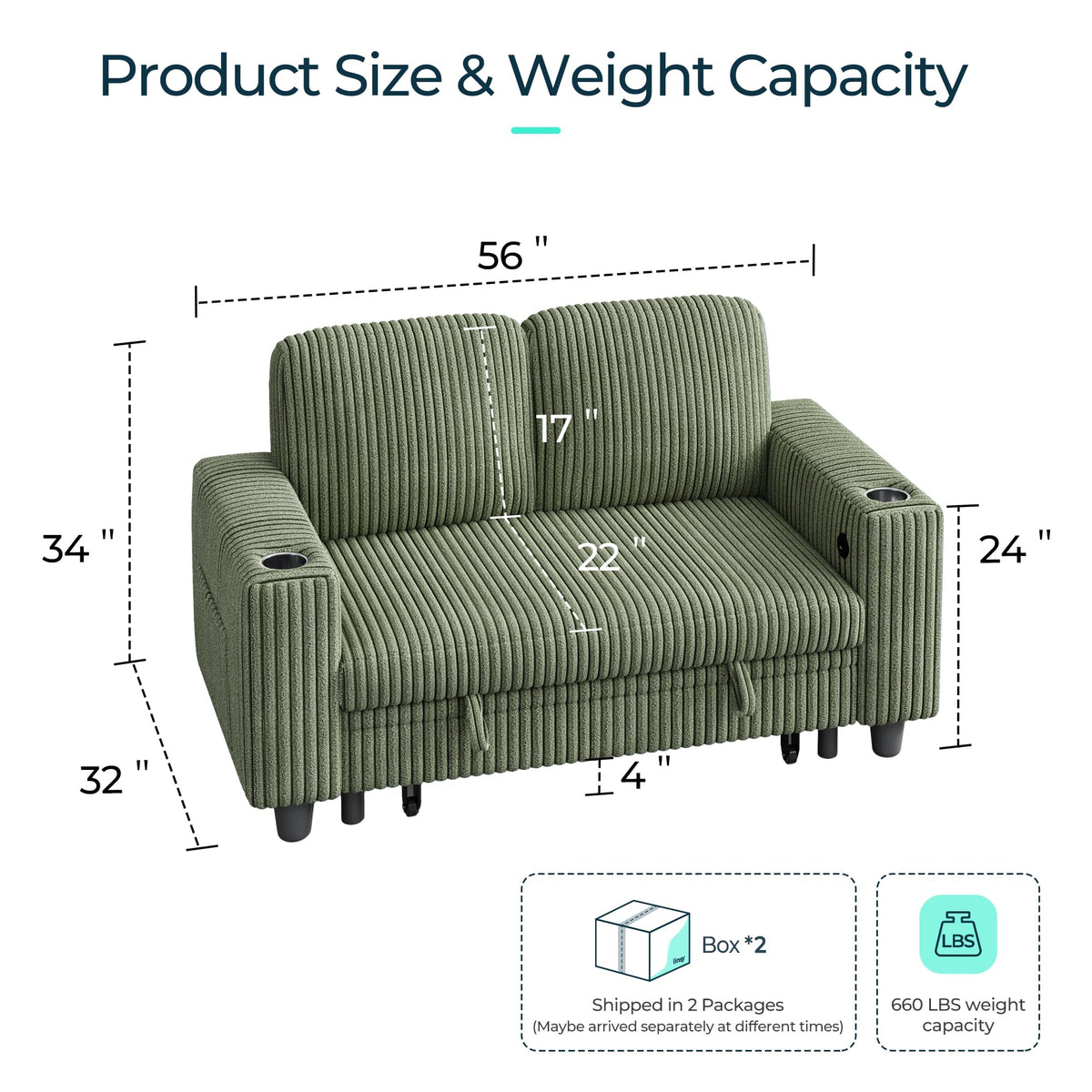 Corduroy Storage Loveseat