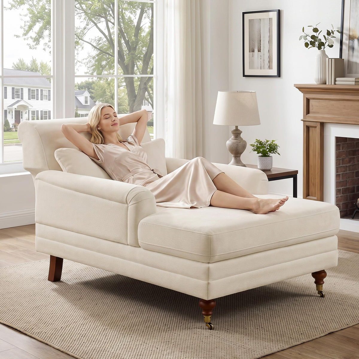 Adjustable Chenille Chaise Lounge