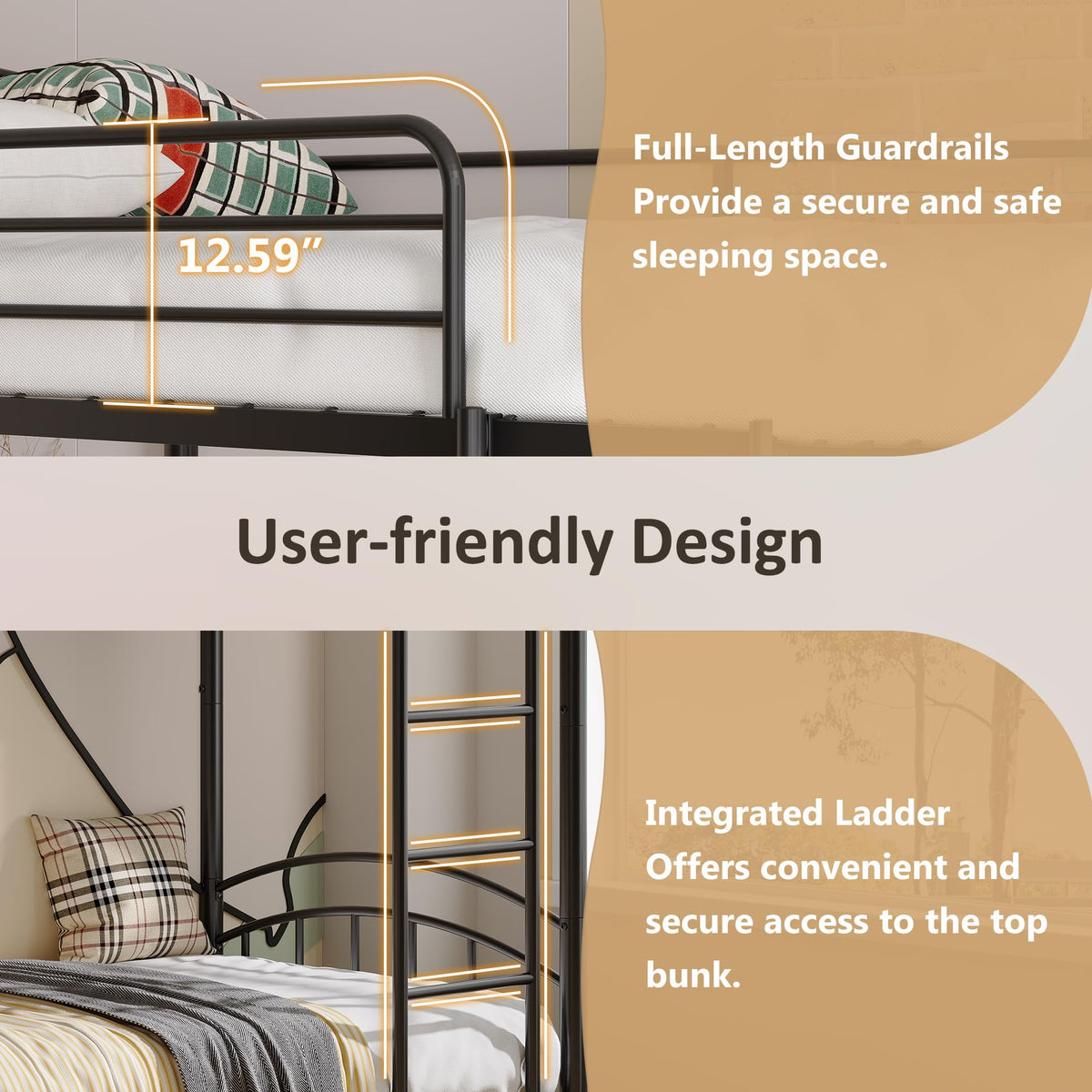 Convertible Twin Metal Bunk Bed
