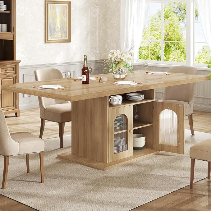 Faux Marble Dining Table with Storage