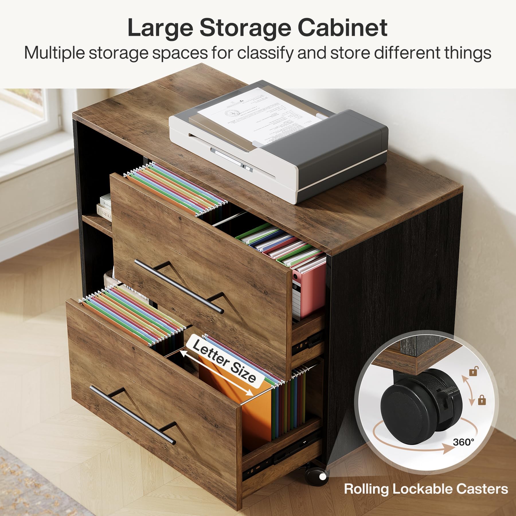 L-Shaped Executive Desk with File Cabinet
