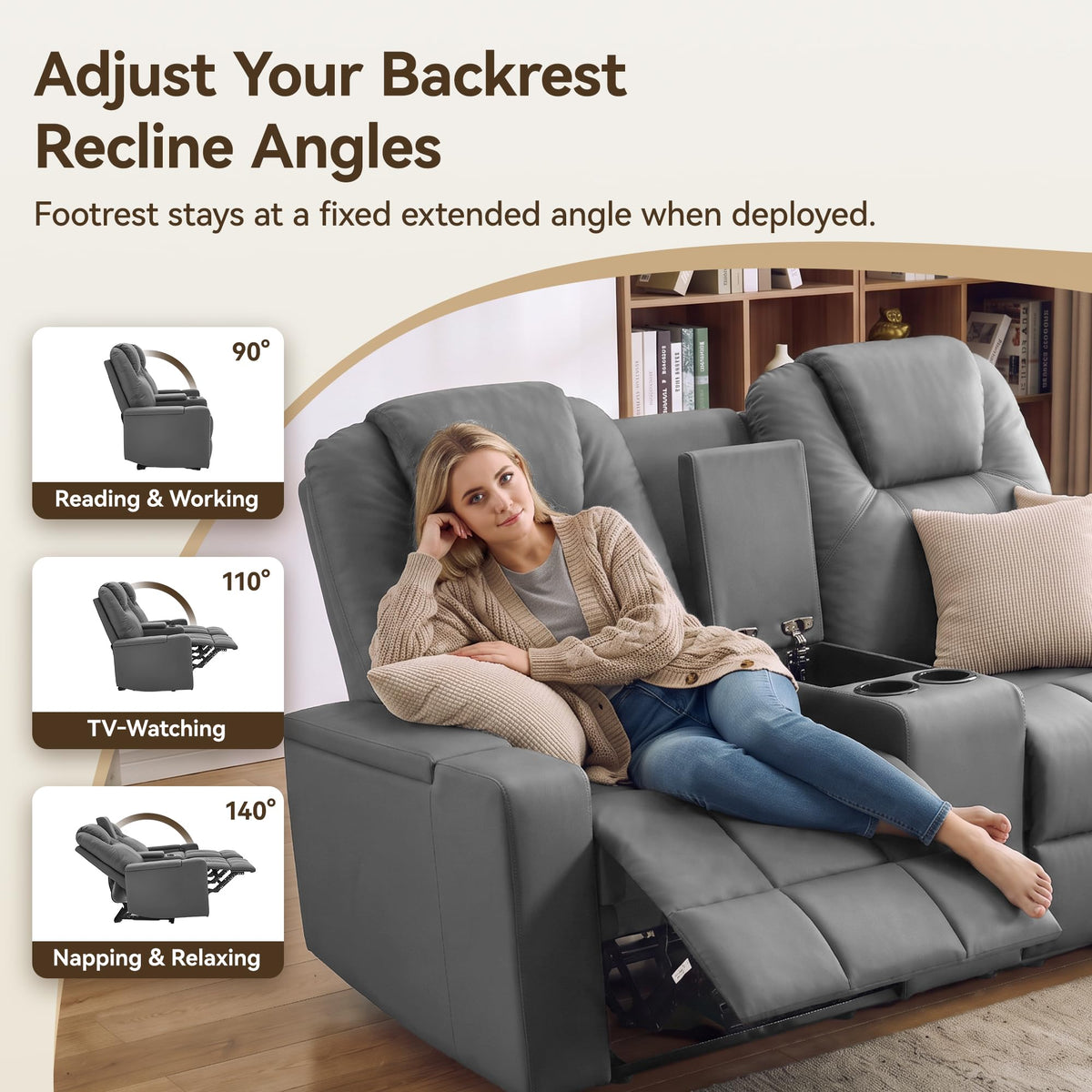 Manual Reclining Loveseat with Console