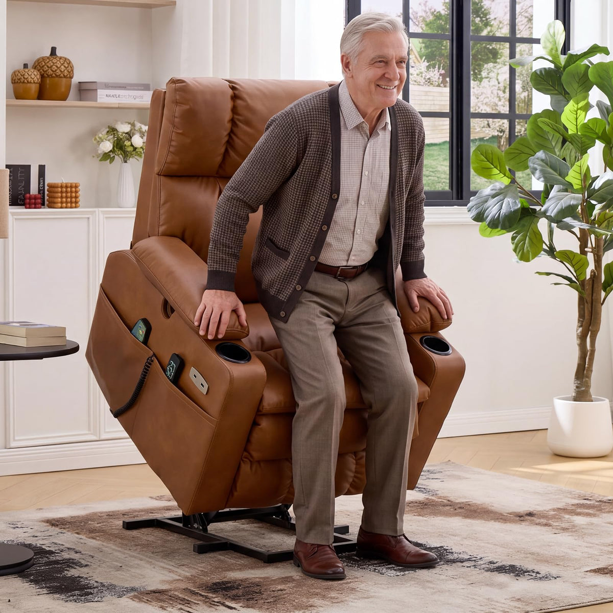 Rhevoy Dual Motor Power Lift Recliner Chair for Elderly with Massage and Heat,Oversized Lift Chair with Adjustable Armrest and Headrest,Infinite Position, Zero Gravity, Camel