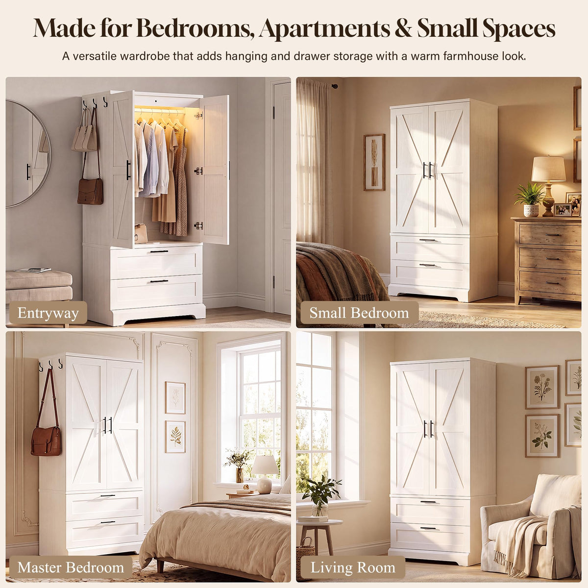 White Wardrobe with Sensor Light