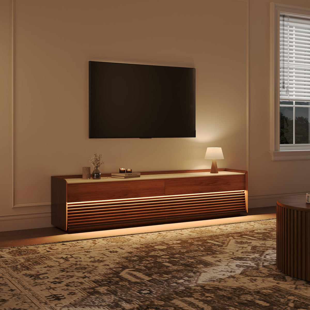 Wood TV Stand with LED Lighting