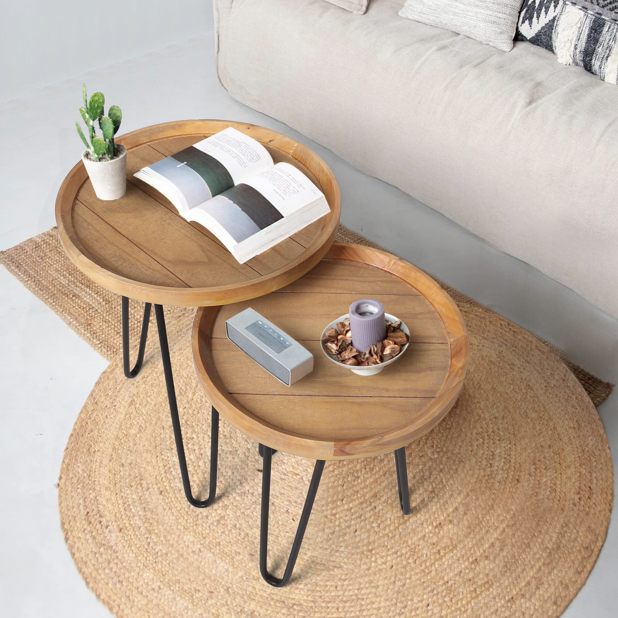 Round Nesting Side Tables Set of 2