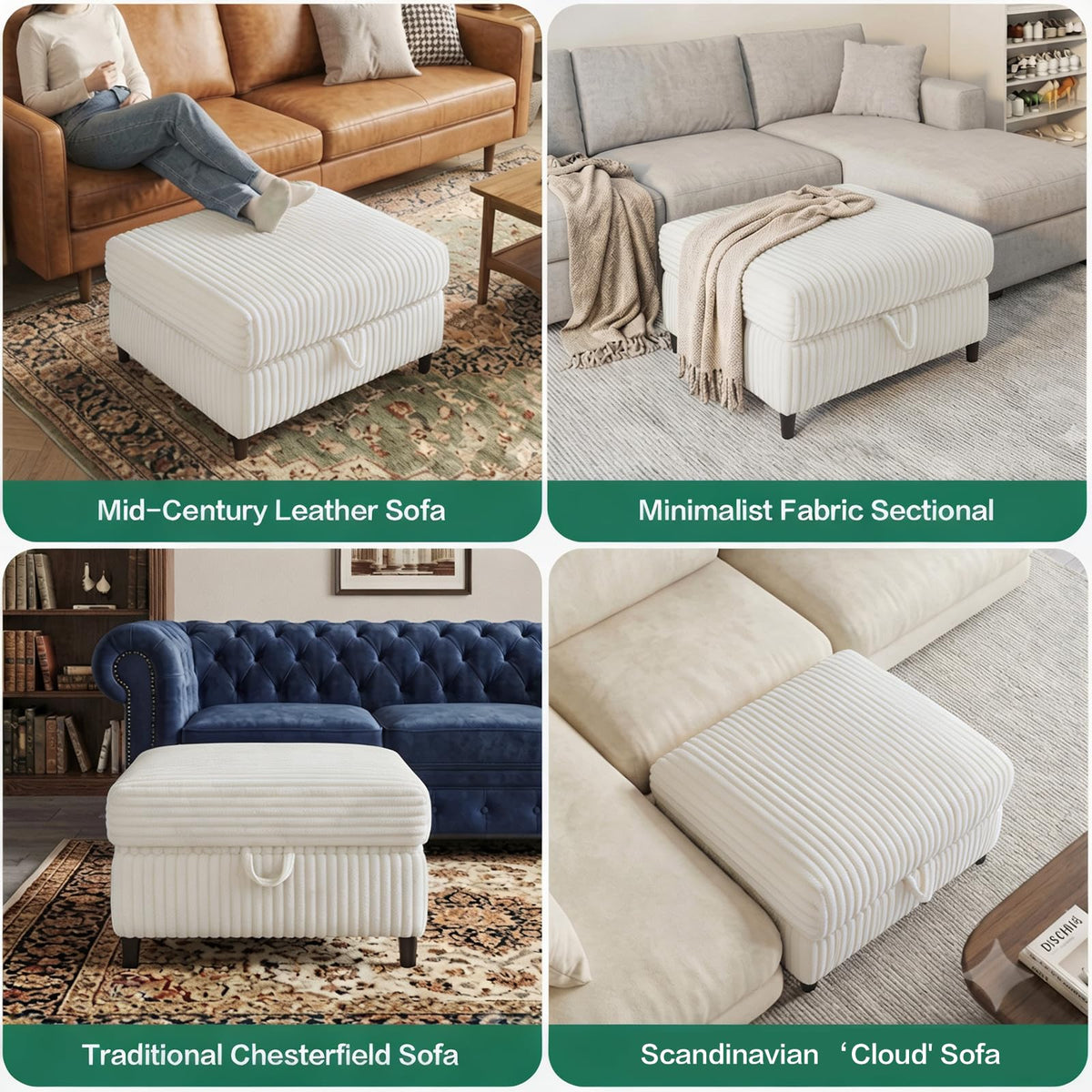 Corduroy Storage Ottoman