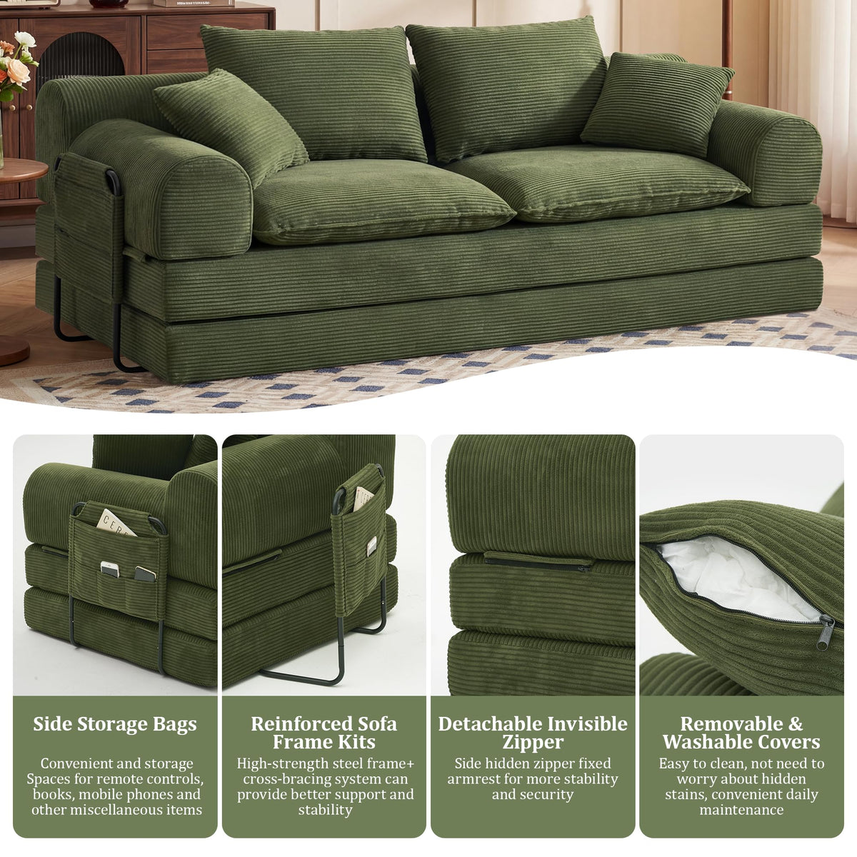 Corduroy Convertible Sofa Bed