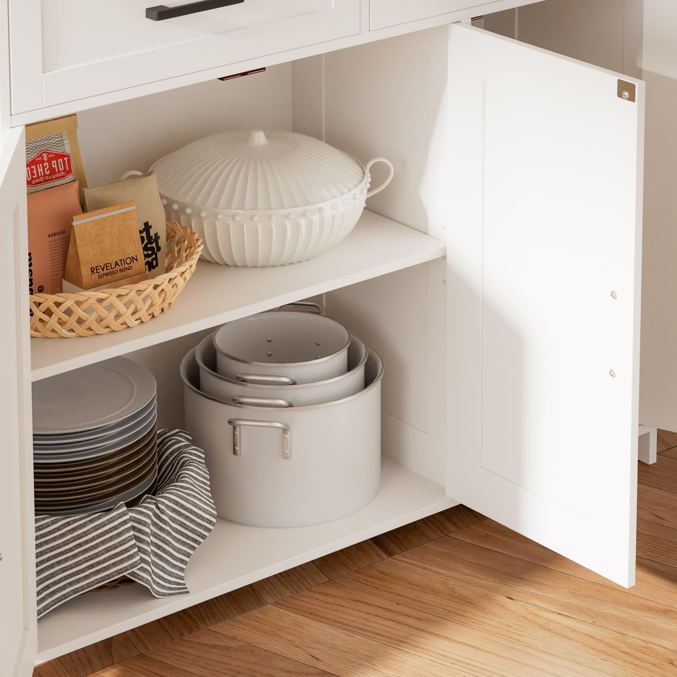Farmhouse Sideboard Buffet Cabinet with Drawers & Doors