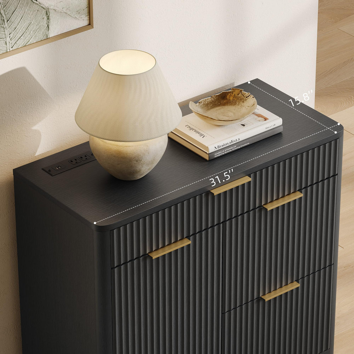 3-Drawer Filing Cabinet with Power Outlets