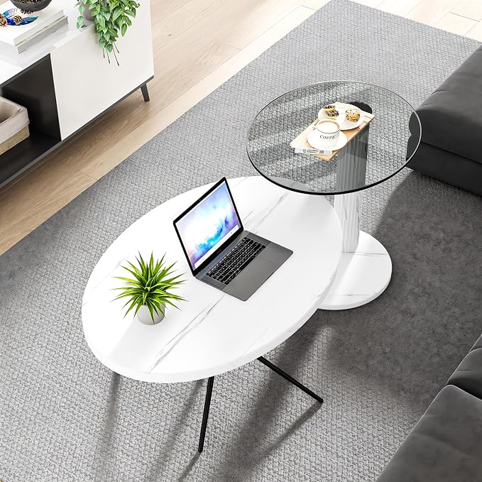 3-Piece Round Rattan Coffee Table Set