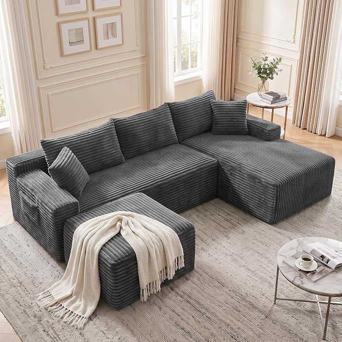 U-Shape Corduroy Modular Sectional Sofa
