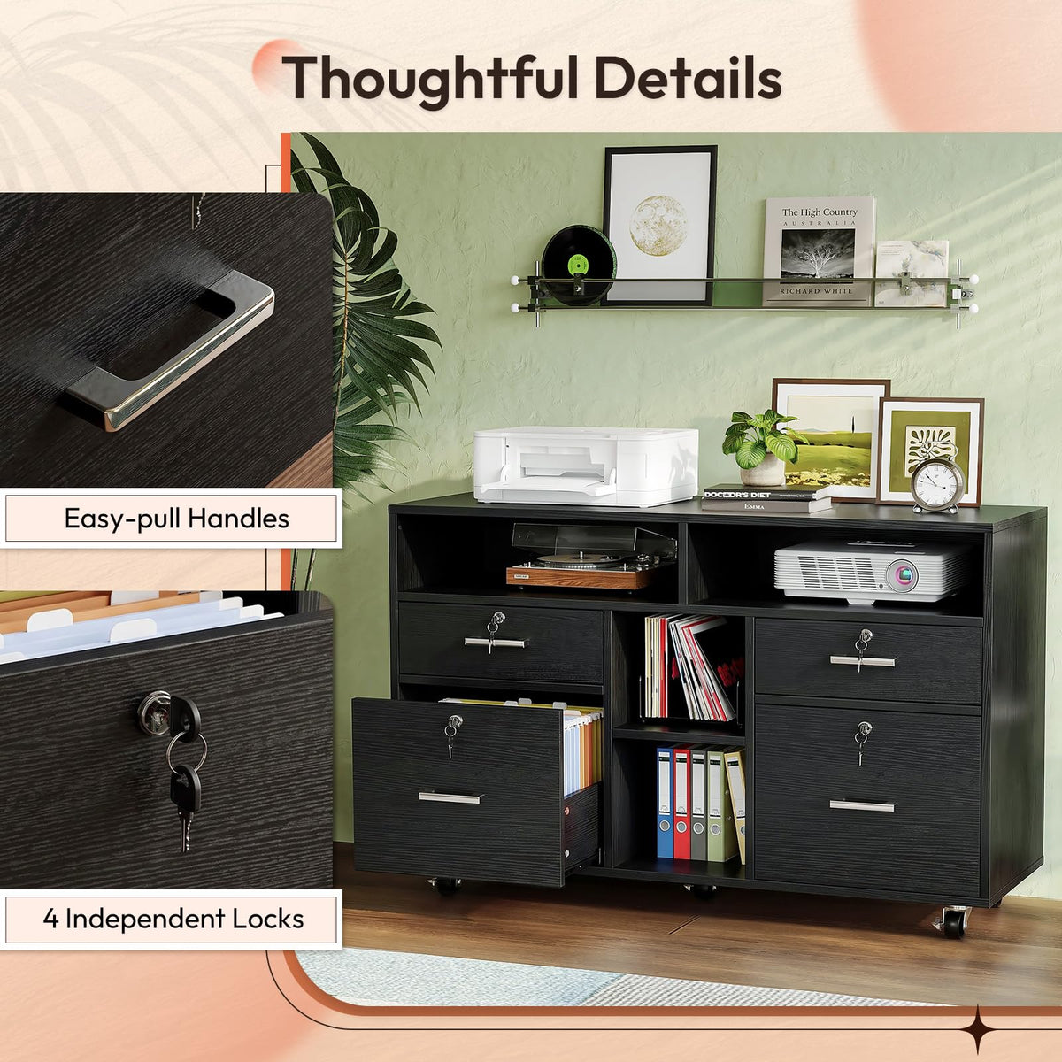 4-Drawer Mobile File Cabinet