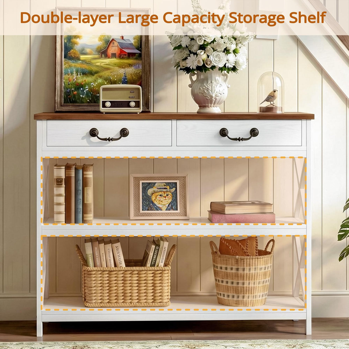Farmhouse Console Table with Drawers