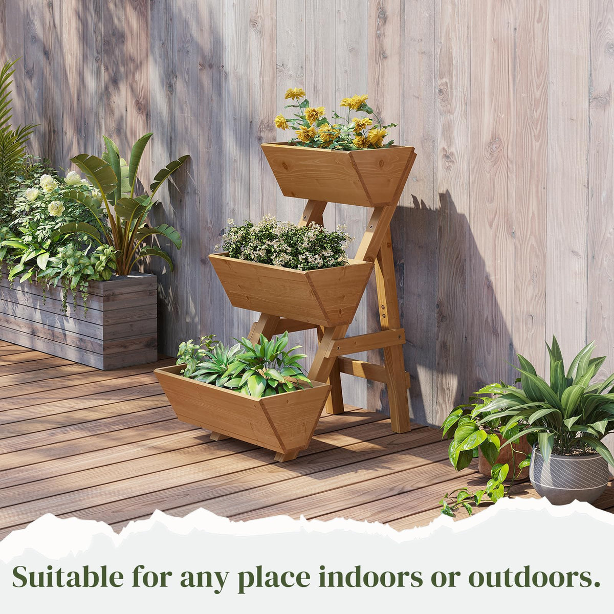 Vertical Raised Garden Bed, Wooden Tiered Planter Box, Garden Planter Stand