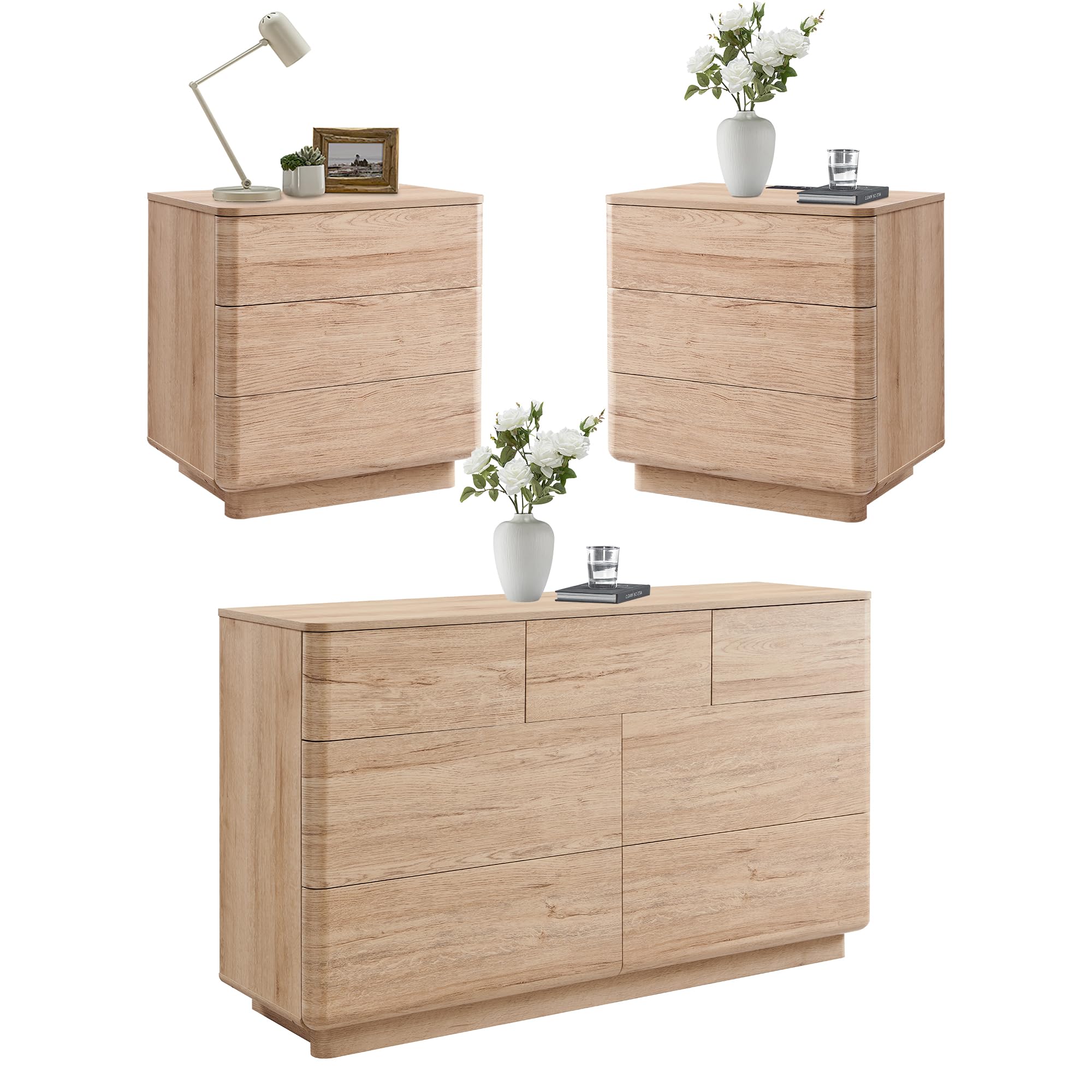 3-Piece Bedroom Set with Dresser & Nightstands