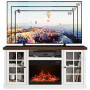 59" Fireplace TV Stand with Electric Fireplace & Glass Doors