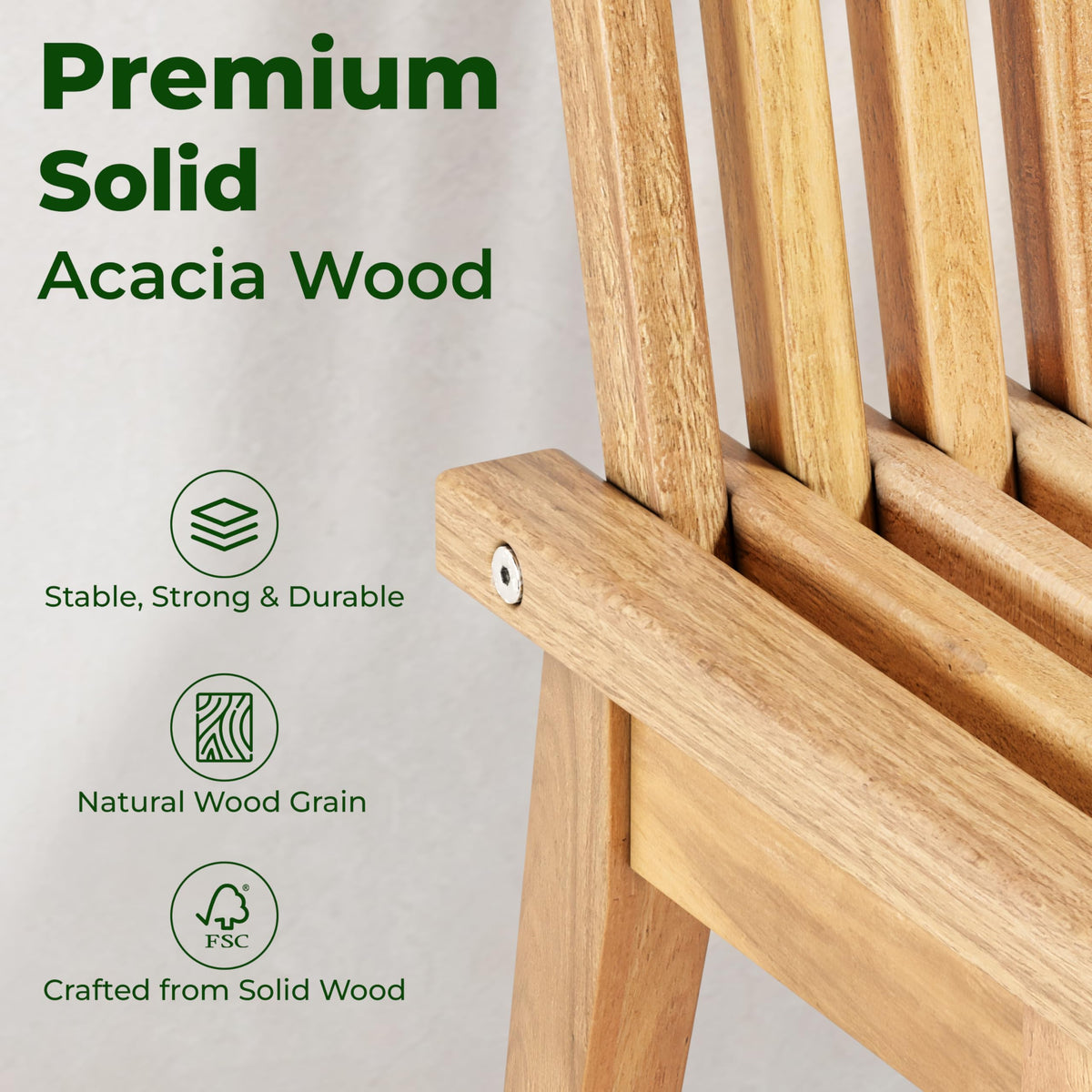 3-in-1 Acacia Wood Bench