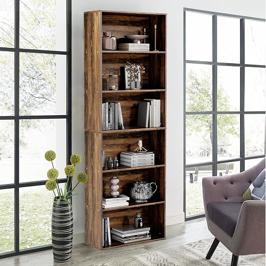 White 6-Tier Bookshelf