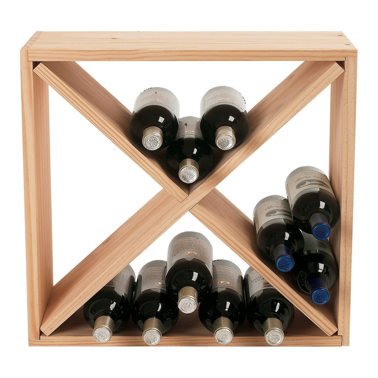 Wine Enthusiast 24 Bottle Wine Rack - Compact Cellar Cube Bottle Storage & Display, Durable Smooth Wood – Natural (29x20x20")