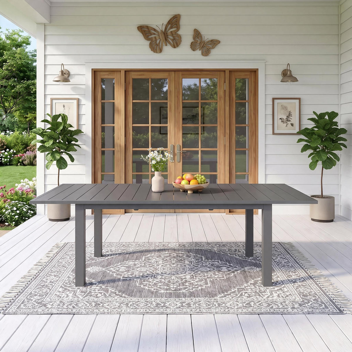 RoyalCraft 91" Expandable Aluminum Patio Outdoor Dining Table
